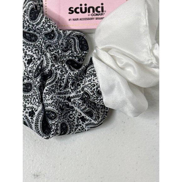 Scunci Hair Scrunchie Preppy Cottagecore Paisley Boho Pony Tail Holder Black - Picture 2 of 3